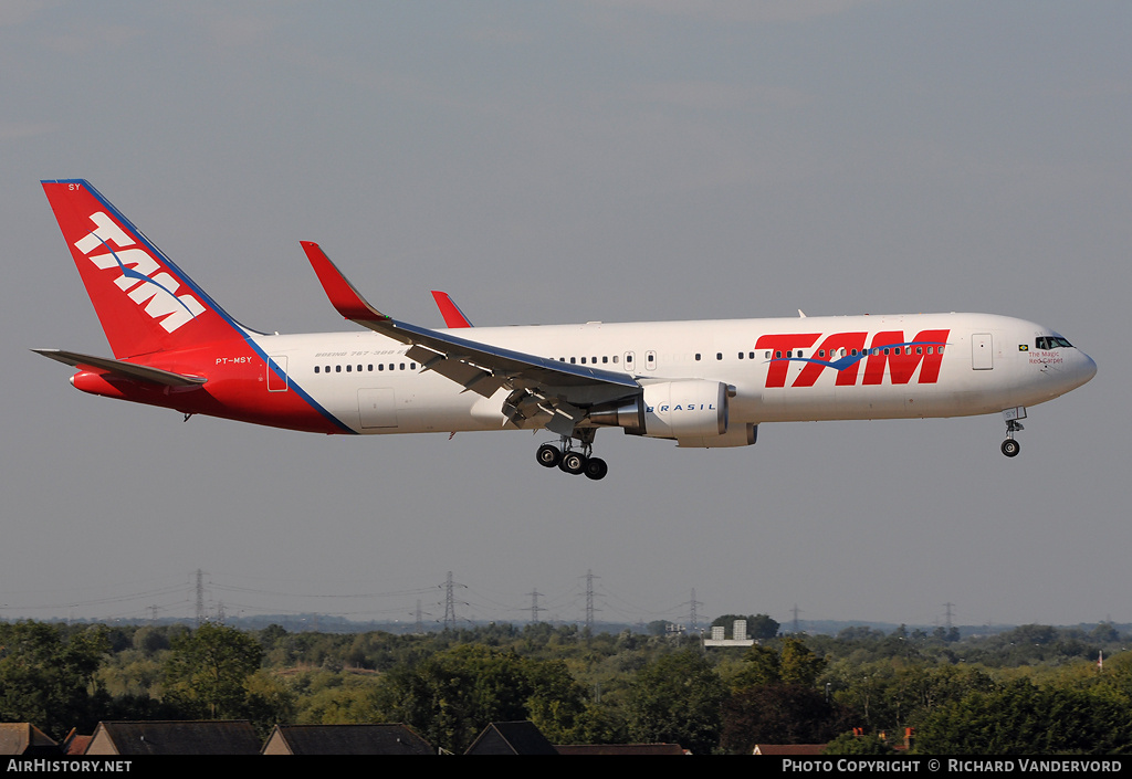 Aircraft Photo of PT-MSY | Boeing 767-316/ER | TAM Linhas Aéreas | AirHistory.net #2070