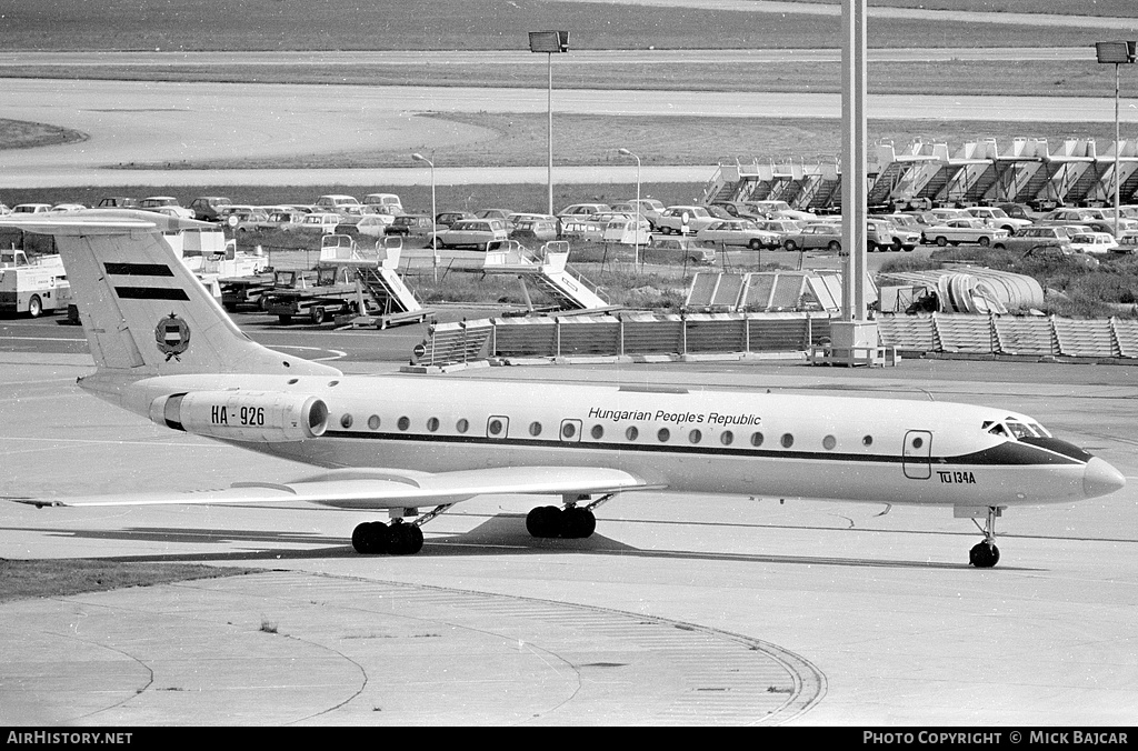 Aircraft Photo of HA-926 | Tupolev Tu-134AK | Hungary - Government | AirHistory.net #2187