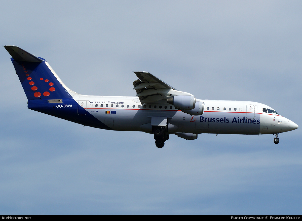 Aircraft Photo of OO-DWA | British Aerospace Avro 146-RJ100 | Brussels Airlines | AirHistory.net #3640