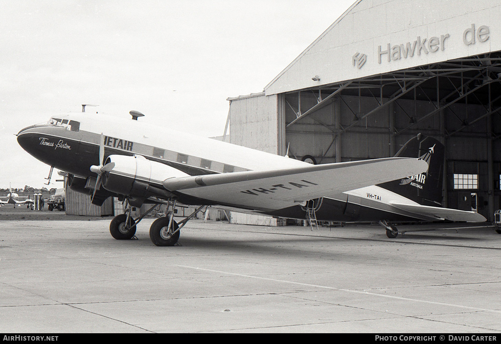 Aircraft Photo of VH-TAI | Douglas DC-3(C) | Jetair Australia - Jetairlines of Australia | AirHistory.net #4701