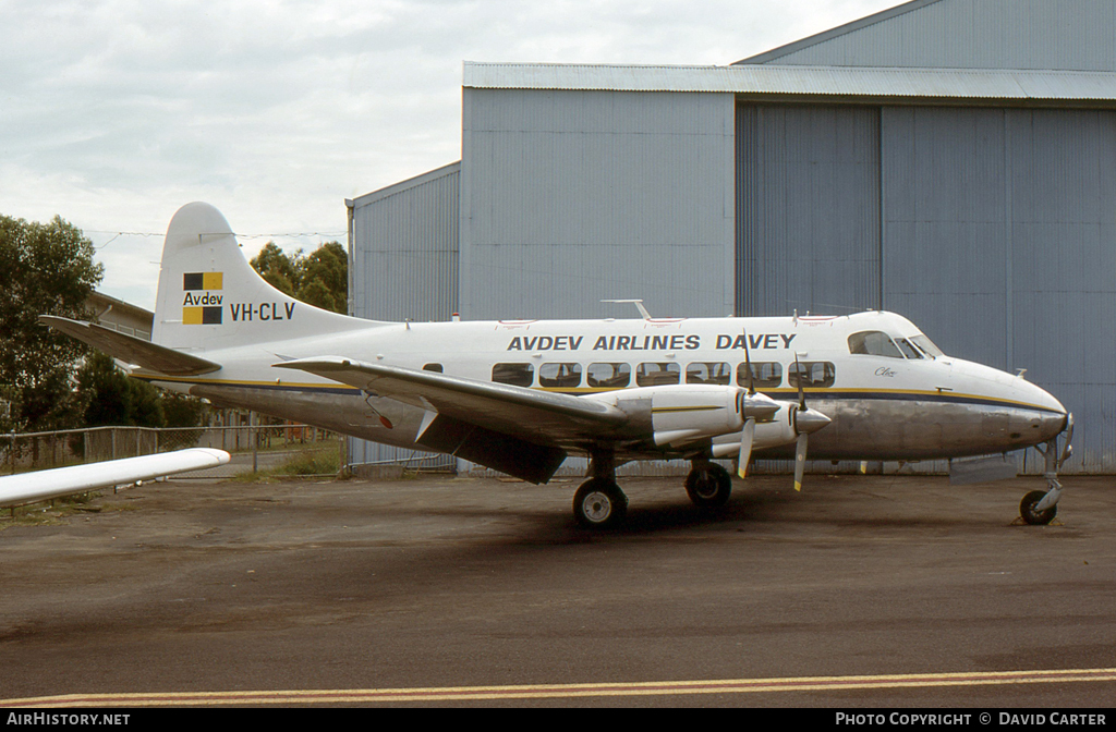 Aircraft Photo of VH-CLV | De Havilland D.H. 114 Heron 2D | Avdev Airlines Davey | AirHistory.net #6582