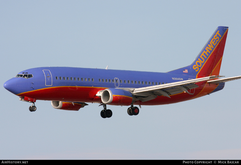 Aircraft Photo of N364SW | Boeing 737-3H4 | Southwest Airlines | AirHistory.net #6639