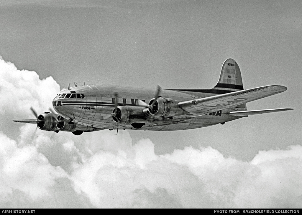 Aircraft Photo of NC1940 | Boeing 307B Stratoliner | TWA - Transcontinental and Western Air | AirHistory.net #7644