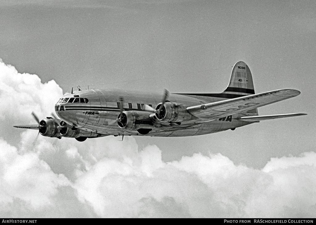 Aircraft Photo of NC19906 / NC1940 | Boeing 307B Stratoliner | TWA - Transcontinental and Western Air | AirHistory.net #7644