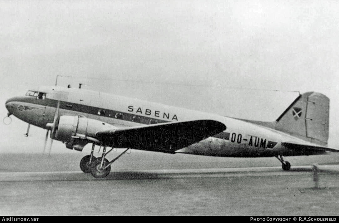 Aircraft Photo of OO-AUM | Douglas DC-3D | Sabena | AirHistory.net #8457
