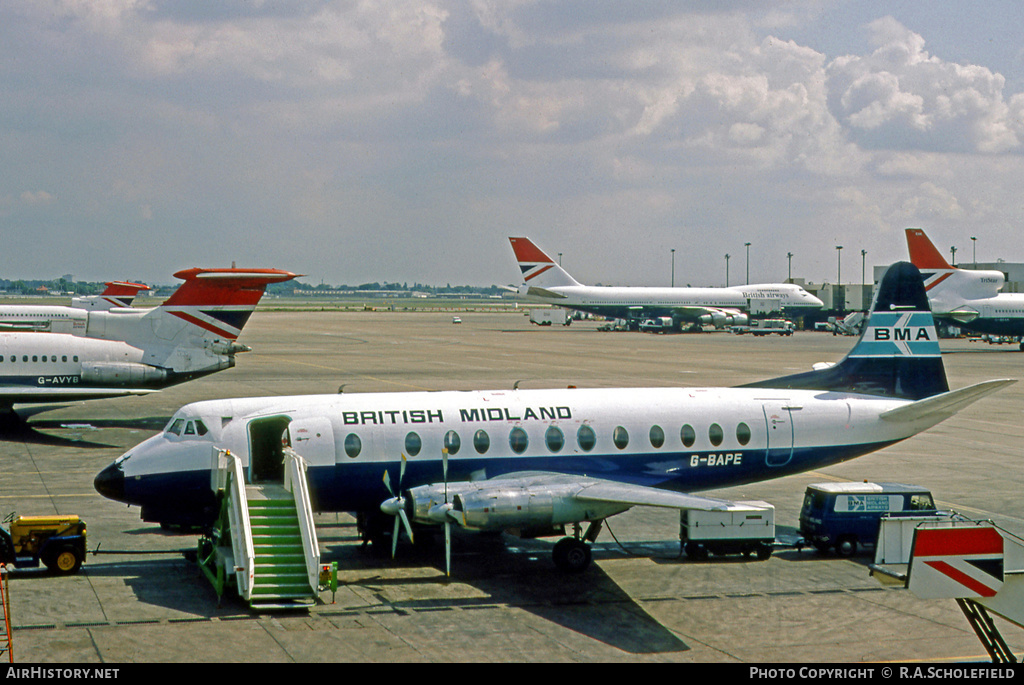 Aircraft Photo of G-BAPE | Vickers 814 Viscount | British Midland Airways - BMA | AirHistory.net #8618