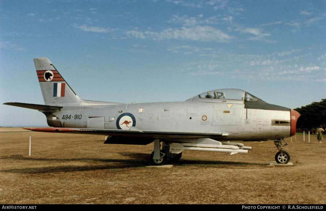 Aircraft Photo of A94-910 | Commonwealth CA-27 Sabre Mk31 | Australia - Air Force | AirHistory.net #9039