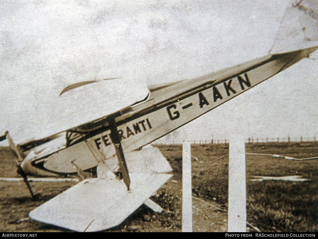 Aircraft Photo of G-AAKN | De Havilland D.H. 60G Gipsy Moth | Ferranti | AirHistory.net #10298