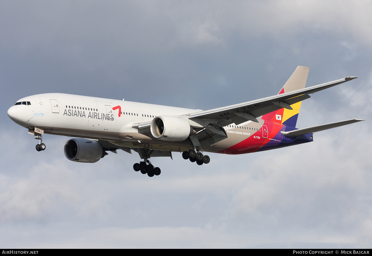 Aircraft Photo of HL7756 | Boeing 777-28E/ER | Asiana Airlines | AirHistory.net #10499