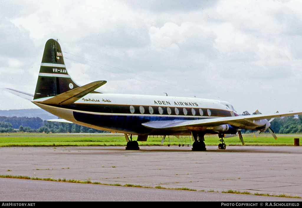 Aircraft Photo of VR-AAW | Vickers 760D Viscount | Aden Airways | AirHistory.net #10539