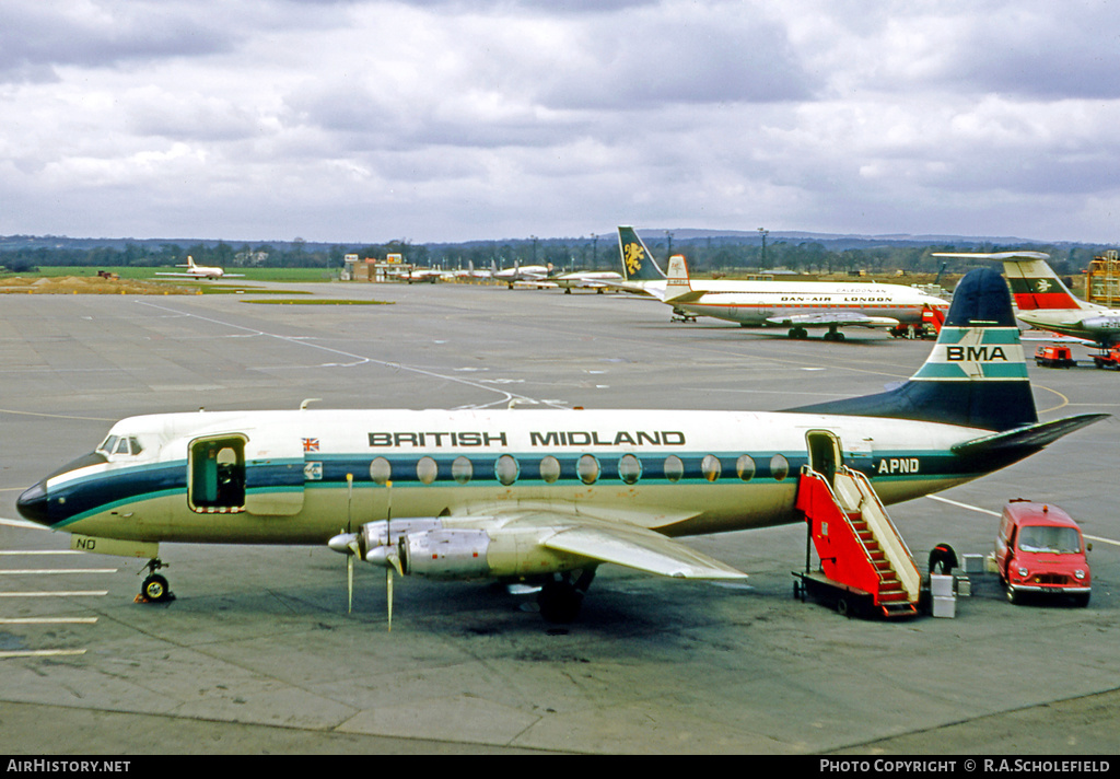 Aircraft Photo of G-APND | Vickers 831 Viscount | British Midland Airways - BMA | AirHistory.net #10659