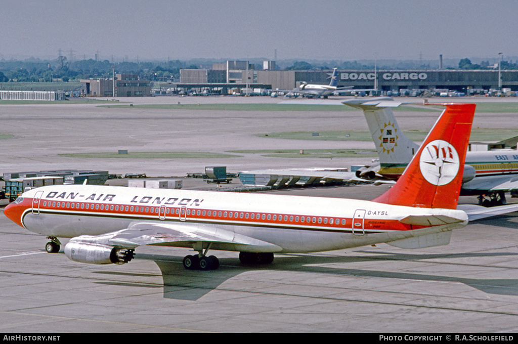Aircraft Photo of G-AYSL | Boeing 707-321 | Dan-Air London | AirHistory.net #10963