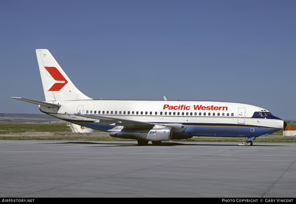 Aircraft Photo of C-GDPA | Boeing 737-2T2C/Adv | Pacific Western Airlines | AirHistory.net #12056