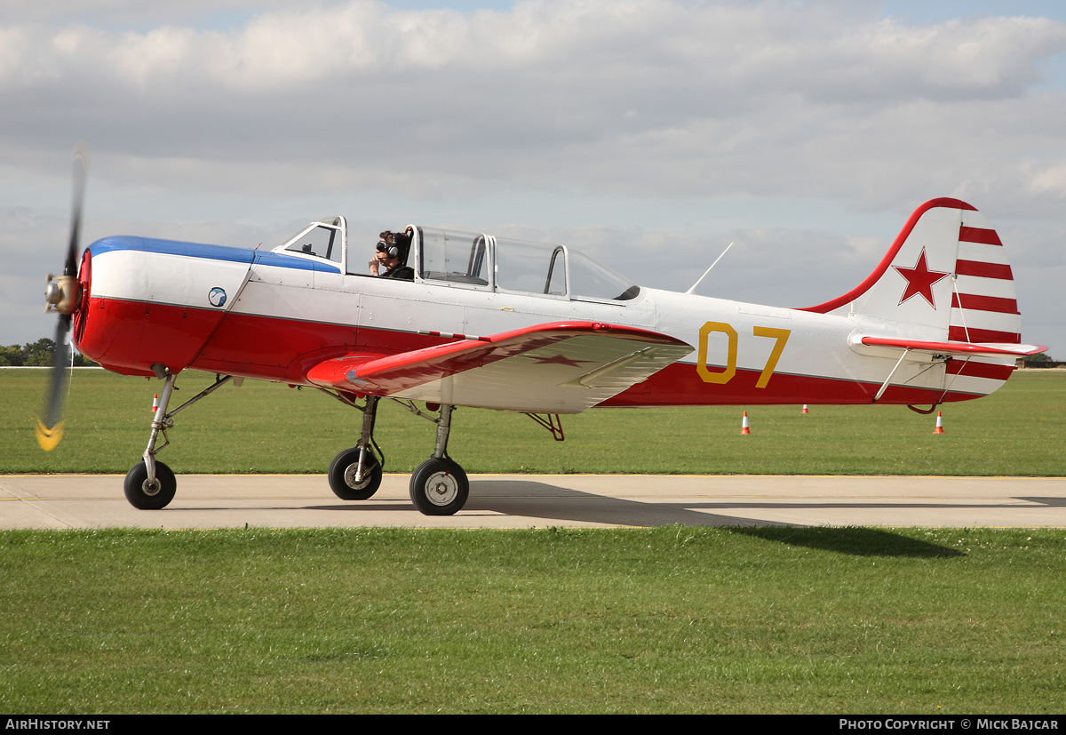 Aircraft Photo of G-BMJY / 07 yellow | Yakovlev Yak-18A | Soviet Union - Air Force | AirHistory.net #14204