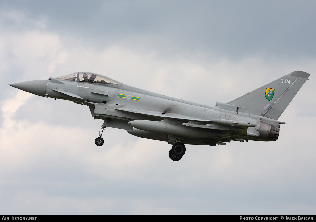 Aircraft Photo of ZJ920 | Eurofighter EF-2000 Typhoon FGR4 | UK - Air Force | AirHistory.net