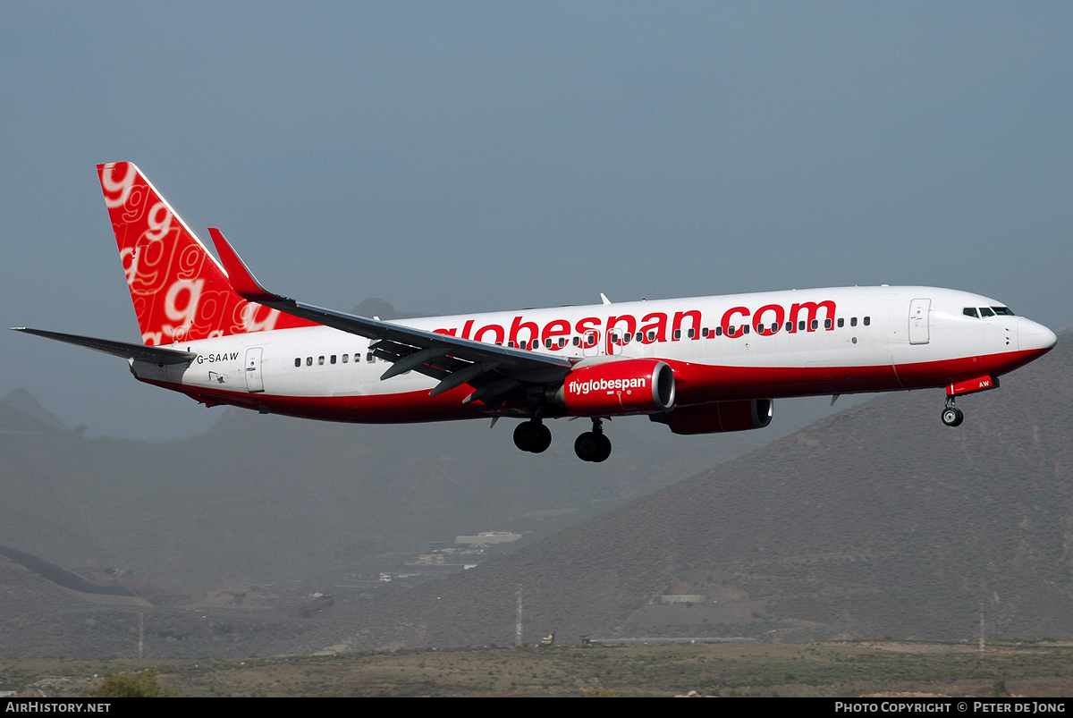 Aircraft Photo of G-SAAW | Boeing 737-8Q8 | Flyglobespan | AirHistory.net #17175