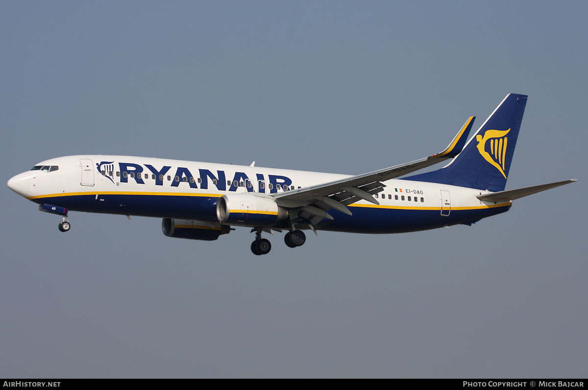 Aircraft Photo of EI-DAO | Boeing 737-8AS | Ryanair | AirHistory.net #17707