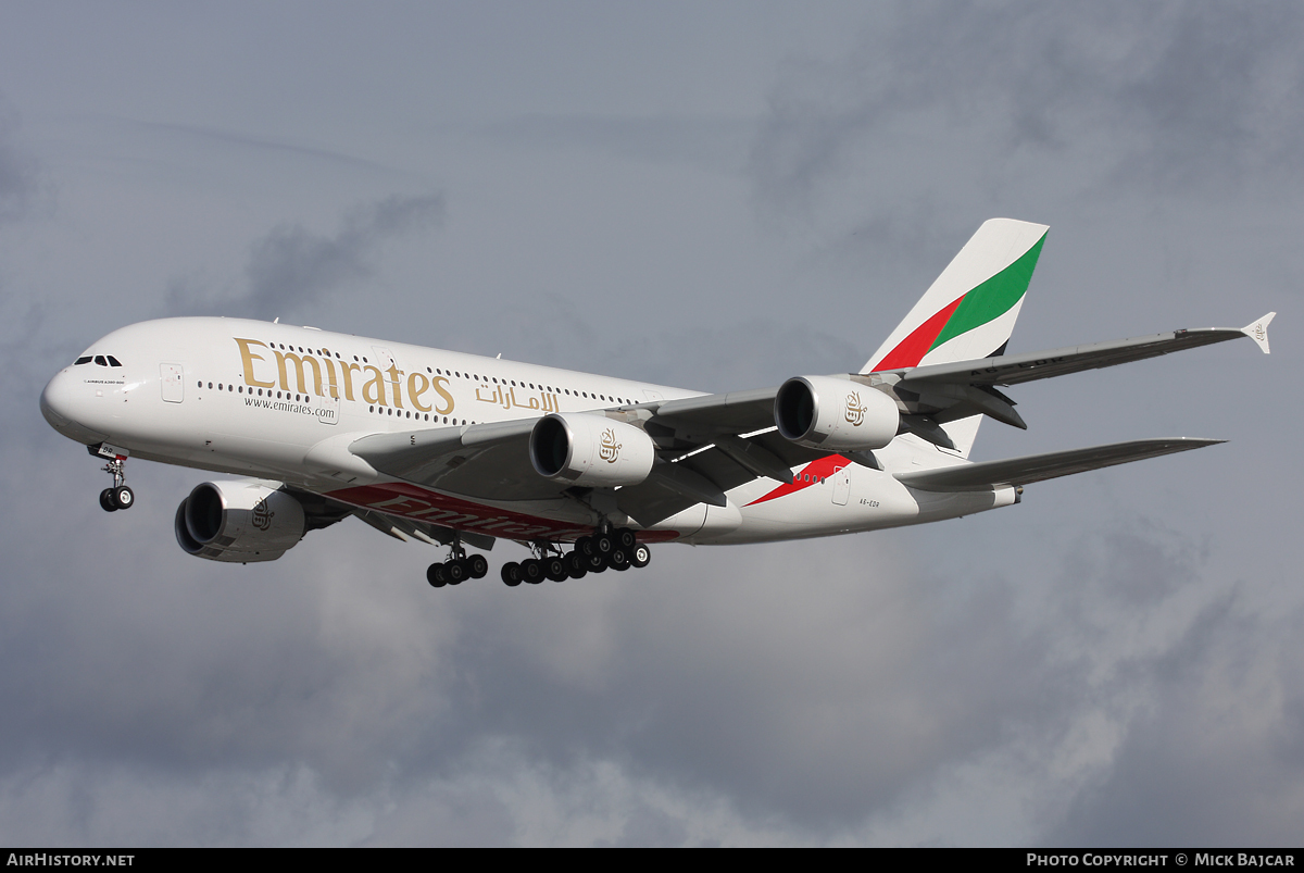 Aircraft Photo of A6-EDR | Airbus A380-861 | Emirates | AirHistory.net #17856