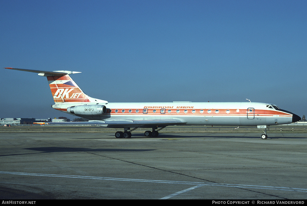 Aircraft Photo of OK-EFJ | Tupolev Tu-134A | ČSA - Československé Aerolinie - Czechoslovak Airlines | AirHistory.net #19030