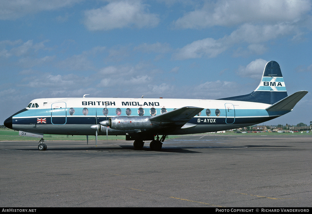 Aircraft Photo of G-AYOX | Vickers 814 Viscount | British Midland Airways - BMA | AirHistory.net #19269