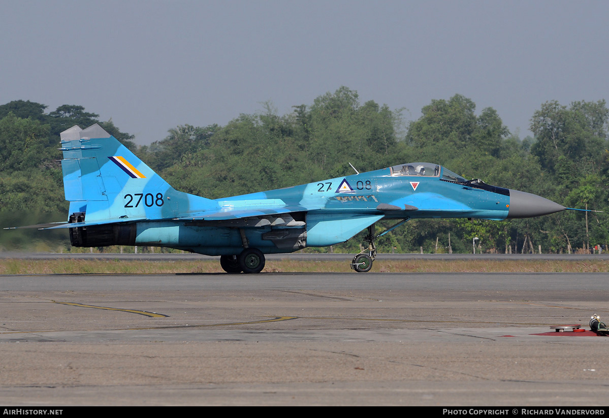 Aircraft Photo of 2708 | Mikoyan-Gurevich MiG-29B (9-12B) | Myanmar - Air Force | AirHistory.net #19611