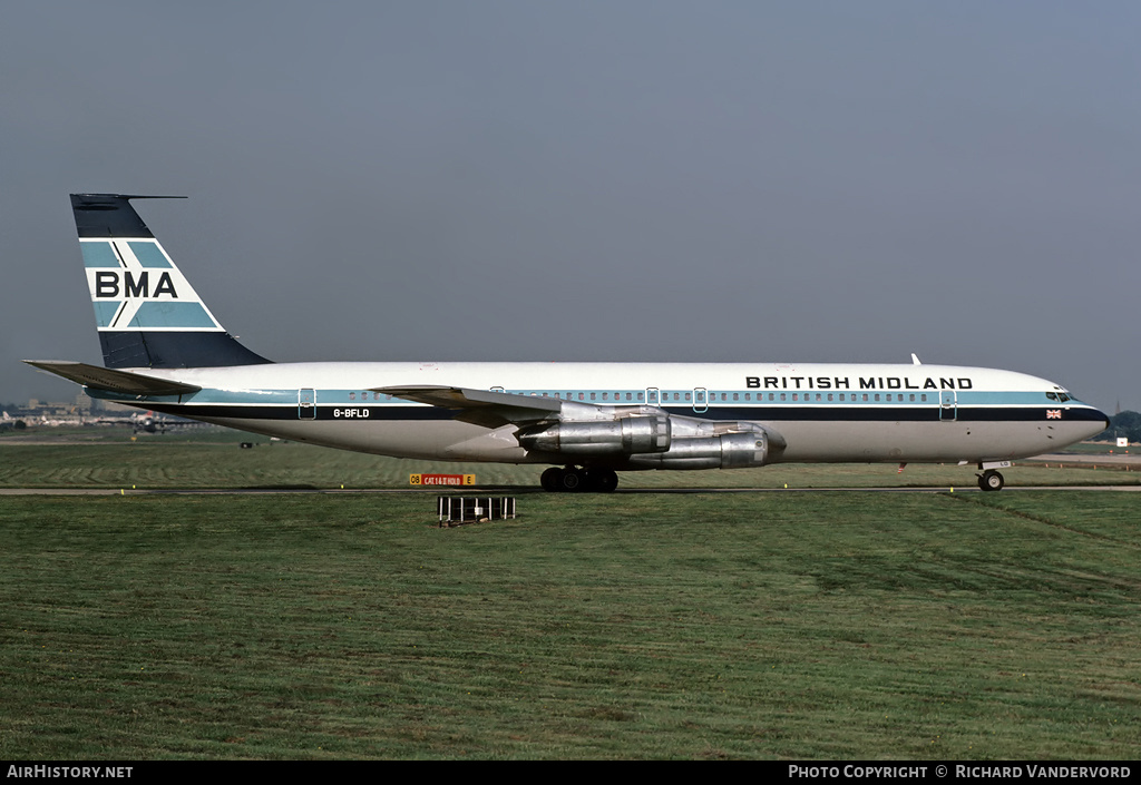 Aircraft Photo of G-BFLD | Boeing 707-338C | British Midland Airways - BMA | AirHistory.net #19679