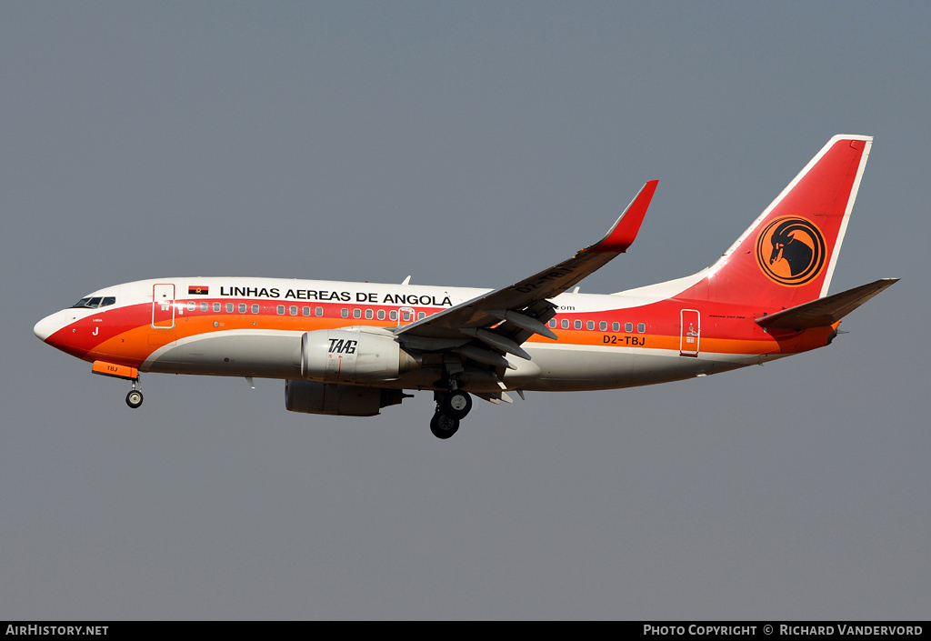 Aircraft Photo of D2-TBJ | Boeing 737-7M2 | TAAG Angola Airlines - Linhas Aéreas de Angola | AirHistory.net #19755