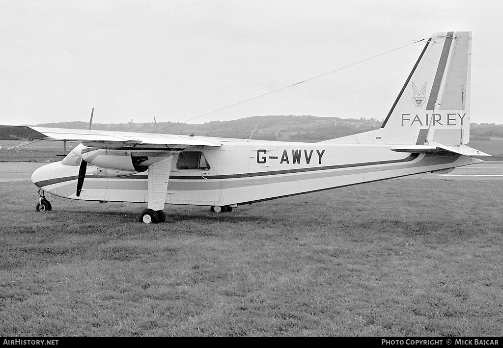 Aircraft Photo of G-AWVY | Britten-Norman BN-2A Islander | Fairey Britten-Norman Air Services | AirHistory.net #20021