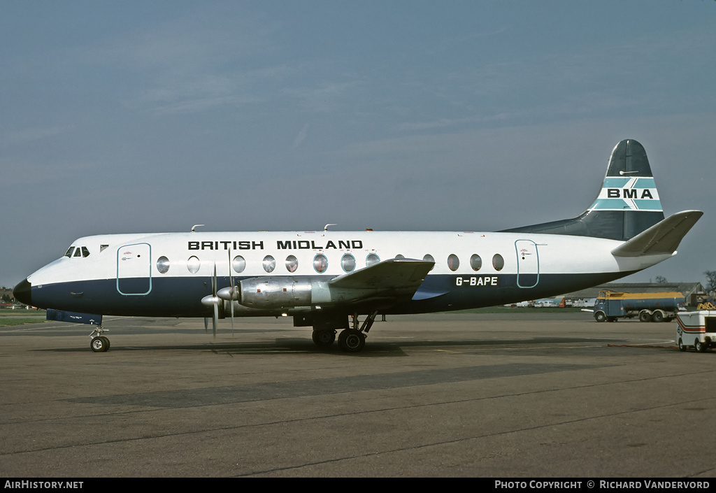 Aircraft Photo of G-BAPE | Vickers 814 Viscount | British Midland Airways - BMA | AirHistory.net #20140