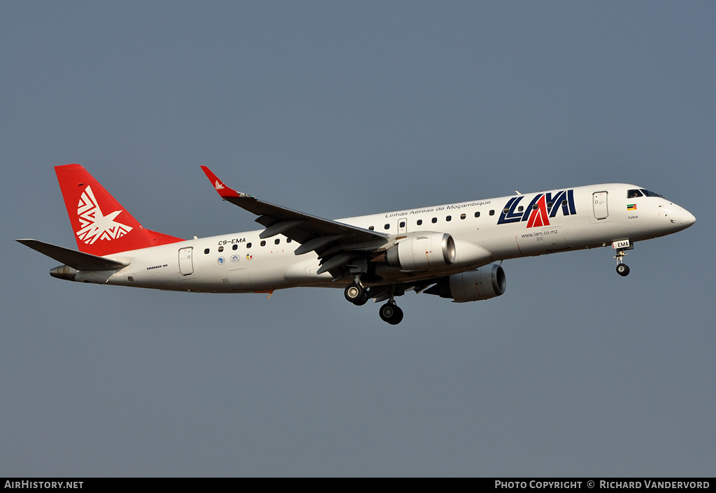 Aircraft Photo of C9-EMA | Embraer 190AR (ERJ-190-100IGW) | LAM - Linhas Aéreas de Moçambique | AirHistory.net #20277