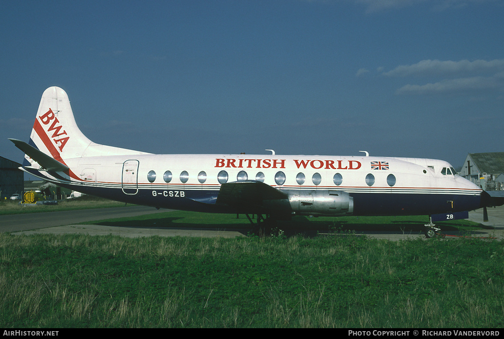 Aircraft Photo of G-CSZB | Vickers 807 Viscount | British World Airlines | AirHistory.net #20375
