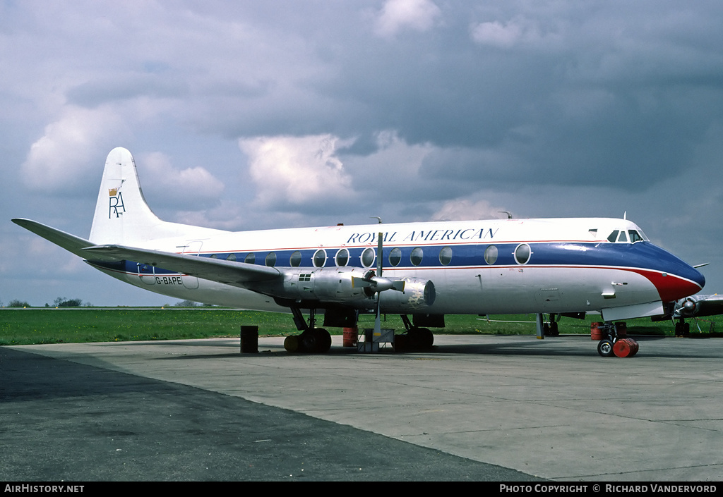 Aircraft Photo of G-BAPE | Vickers 814 Viscount | Royal American Airways | AirHistory.net #20609