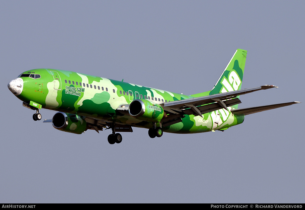 Aircraft Photo of ZS-OAF | Boeing 737-4S3 | Kulula | AirHistory.net #20691