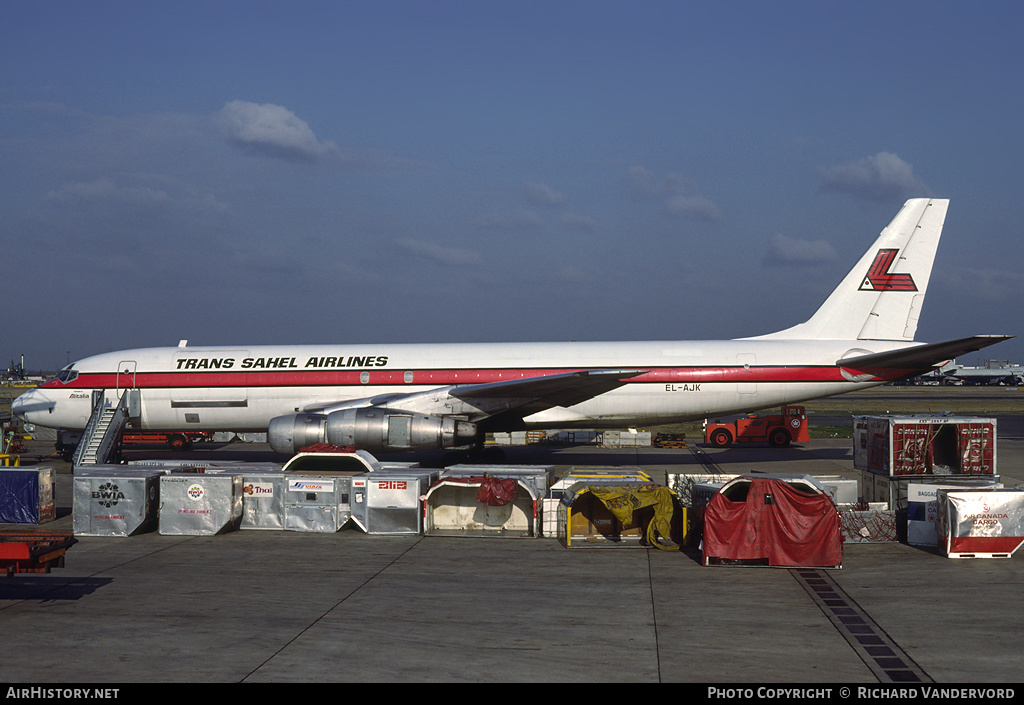 Aircraft Photo of EL-AJK | McDonnell Douglas DC-8-54AF Jet Trader | Trans Sahel Airlines | AirHistory.net #20698