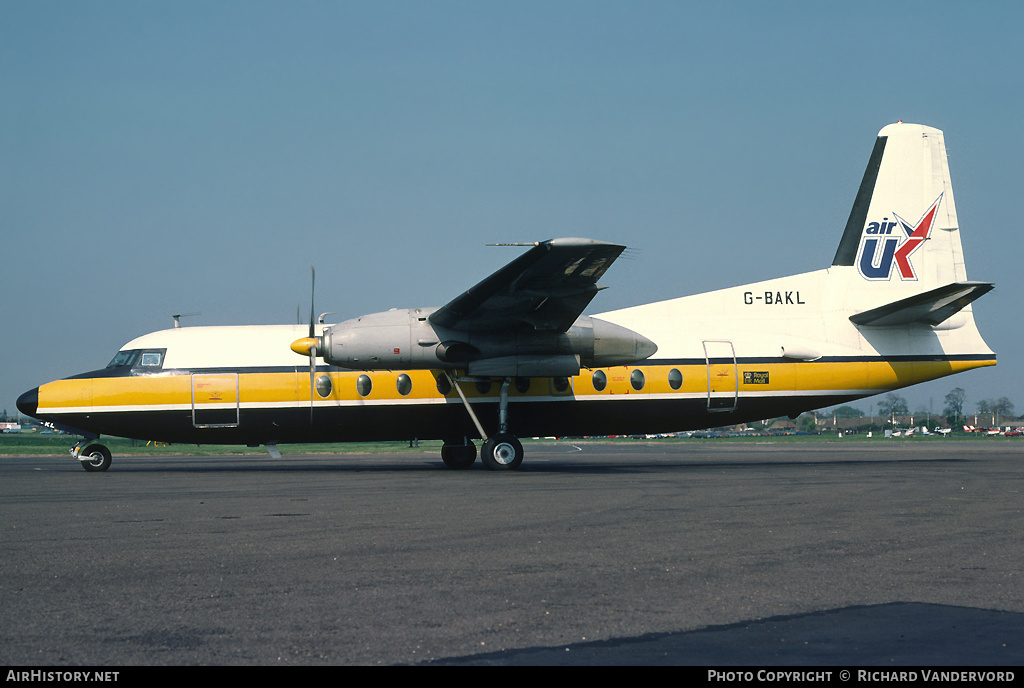 Aircraft Photo of G-BAKL | Fokker F27-200 Friendship | Air UK | AirHistory.net #21245