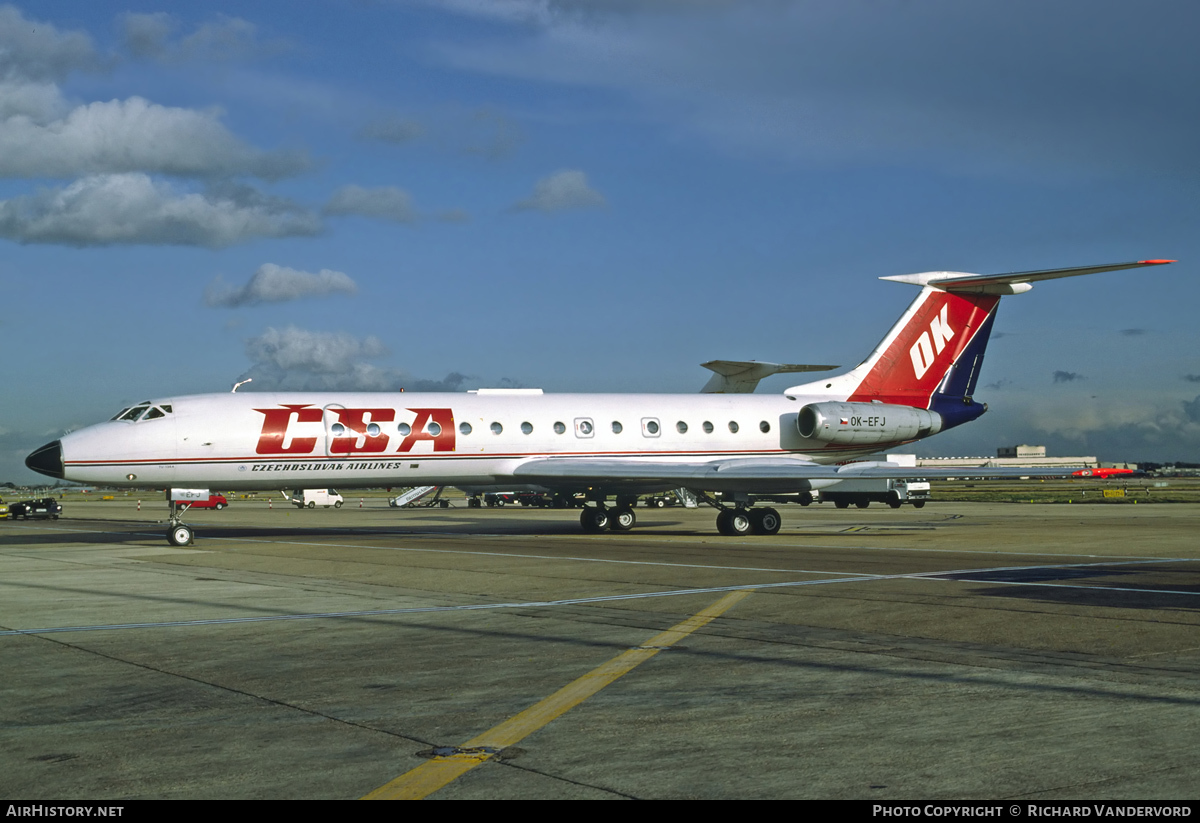 Aircraft Photo of OK-EFJ | Tupolev Tu-134A | ČSA - Československé Aerolinie - Czechoslovak Airlines | AirHistory.net #21694
