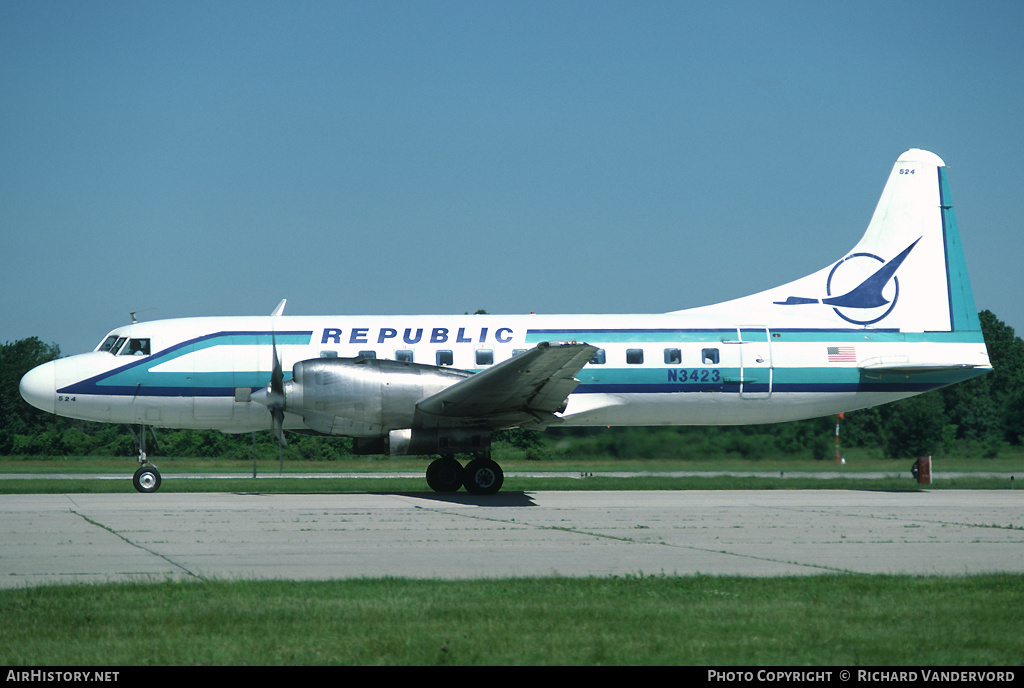 Aircraft Photo of N3423 | Convair 580 | Republic Airlines | AirHistory.net #21722