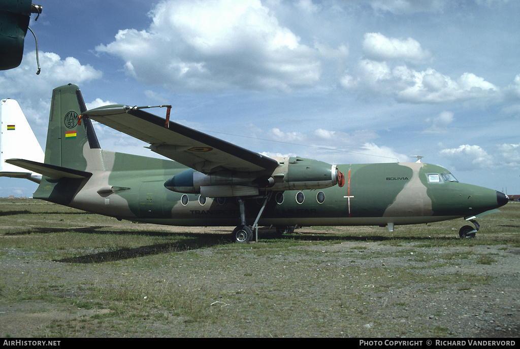 Aircraft Photo of TAM-93 | Fokker F27-400M Troopship | Bolivia - Air Force | AirHistory.net #22293