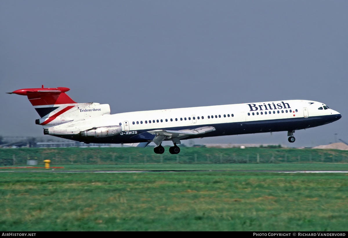 Aircraft Photo of G-AWZS | Hawker Siddeley HS-121 Trident 3B | British Airways | AirHistory.net #22434