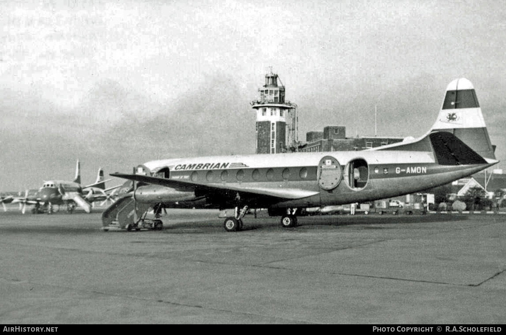 Aircraft Photo of G-AMON | Vickers 701 Viscount | Cambrian Airways | AirHistory.net #23148