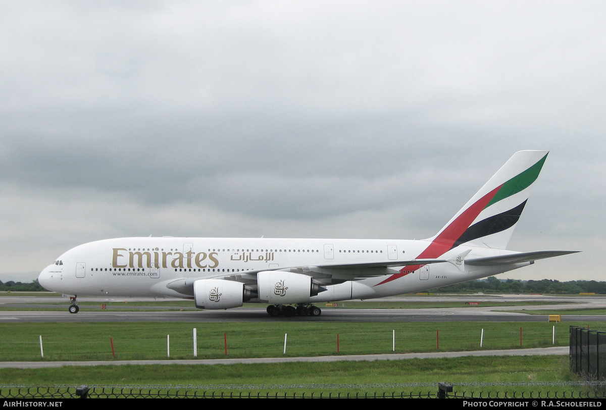 Aircraft Photo of A6-EDL | Airbus A380-861 | Emirates | AirHistory.net #24552