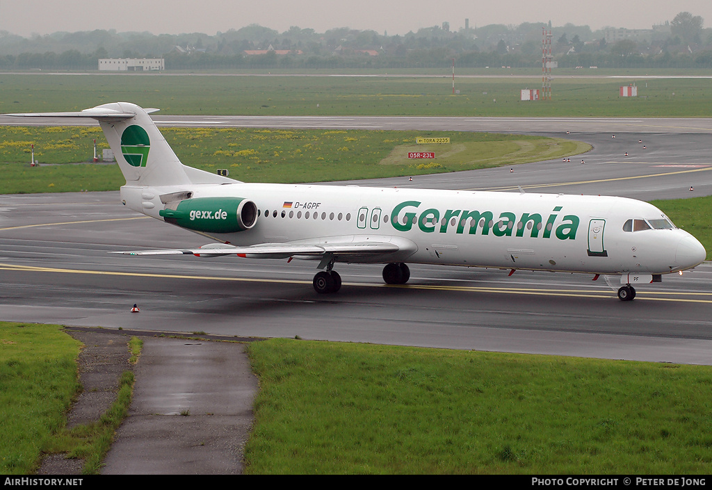 Aircraft Photo of D-AGPF | Fokker 100 (F28-0100) | Germania | AirHistory.net #27225