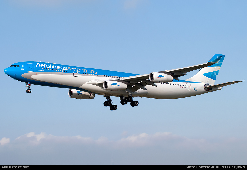 Aircraft Photo of LV-CSD | Airbus A340-313 | Aerolíneas Argentinas | AirHistory.net #27836