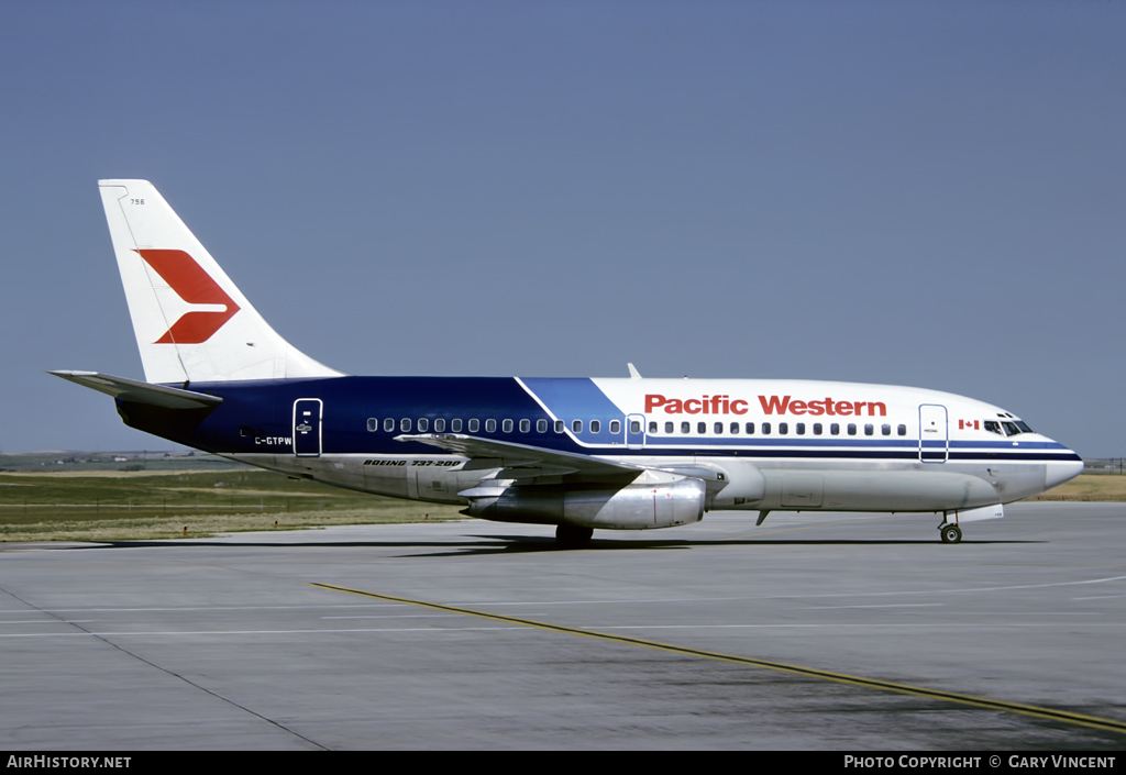 Aircraft Photo of C-GTPW | Boeing 737-275/Adv | Pacific Western Airlines | AirHistory.net #30701