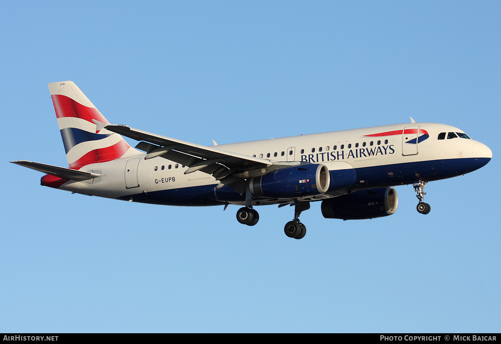 Aircraft Photo of G-EUPB | Airbus A319-131 | British Airways | AirHistory.net #31411