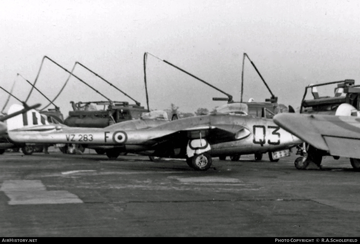 Aircraft Photo of VZ283 | De Havilland D.H. 100 Vampire FB5 | UK - Air Force | AirHistory.net #31953