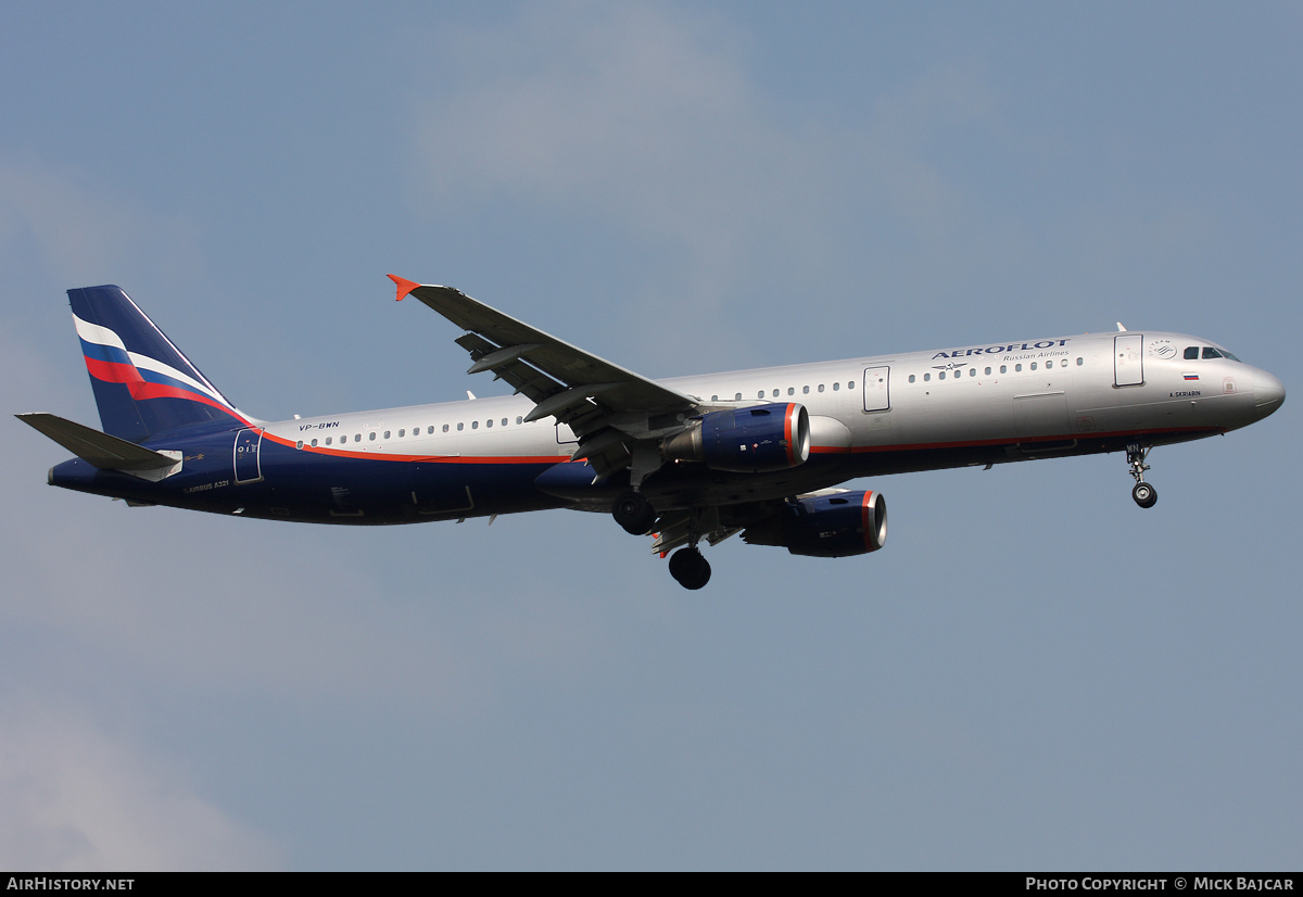 Aircraft Photo of VP-BWN | Airbus A321-211 | Aeroflot - Russian Airlines | AirHistory.net #32244