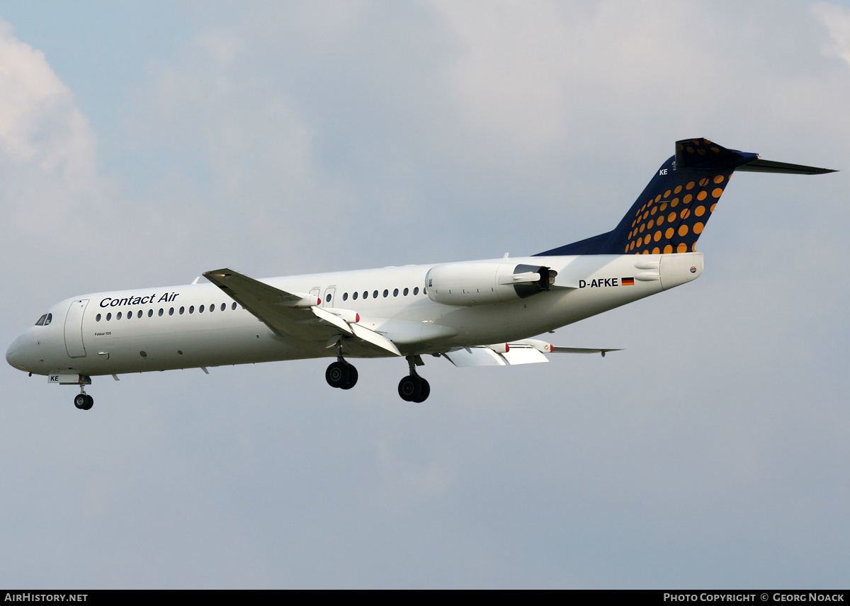 Aircraft Photo of D-AFKE | Fokker 100 (F28-0100) | Contact Air | AirHistory.net #34226