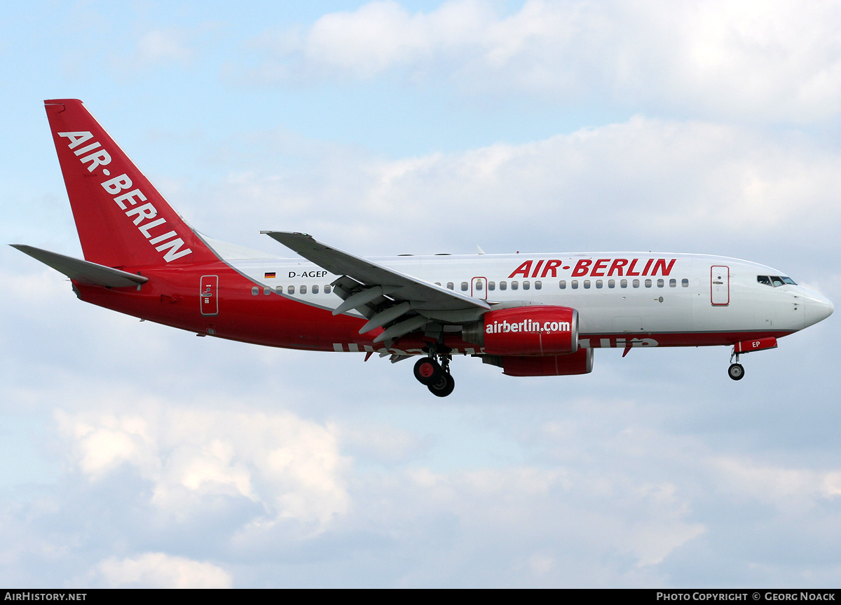 Aircraft Photo of D-AGEP | Boeing 737-75B | Air Berlin | AirHistory.net #34243