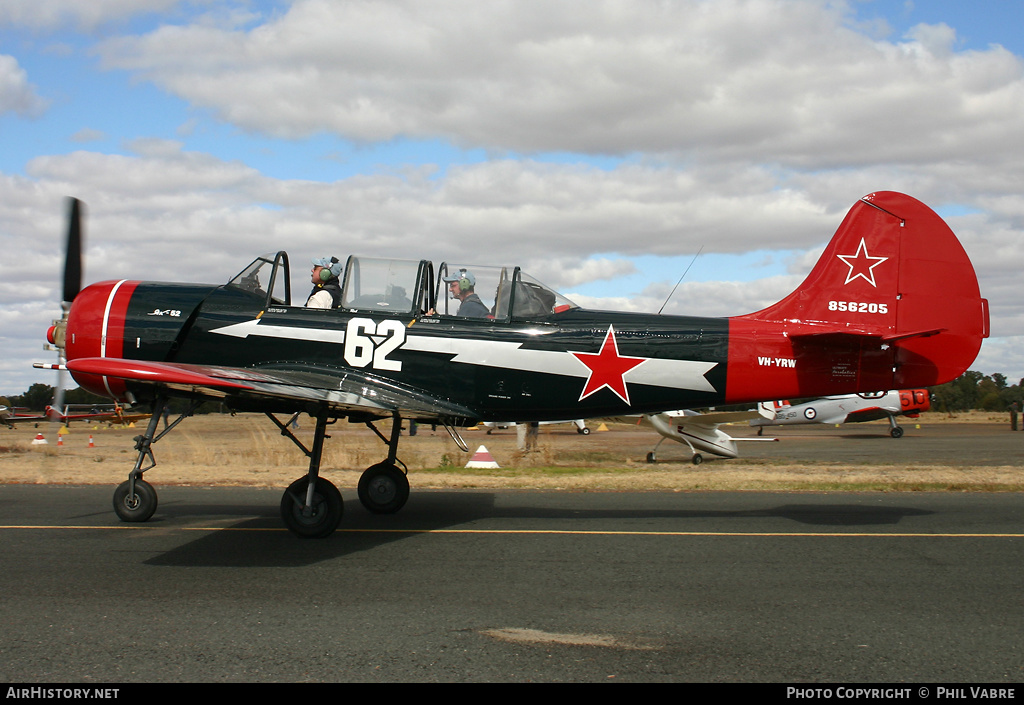 Aircraft Photo of VH-YRW / 62 white | Yakovlev Yak-52 | Soviet Union - Air Force | AirHistory.net #34332